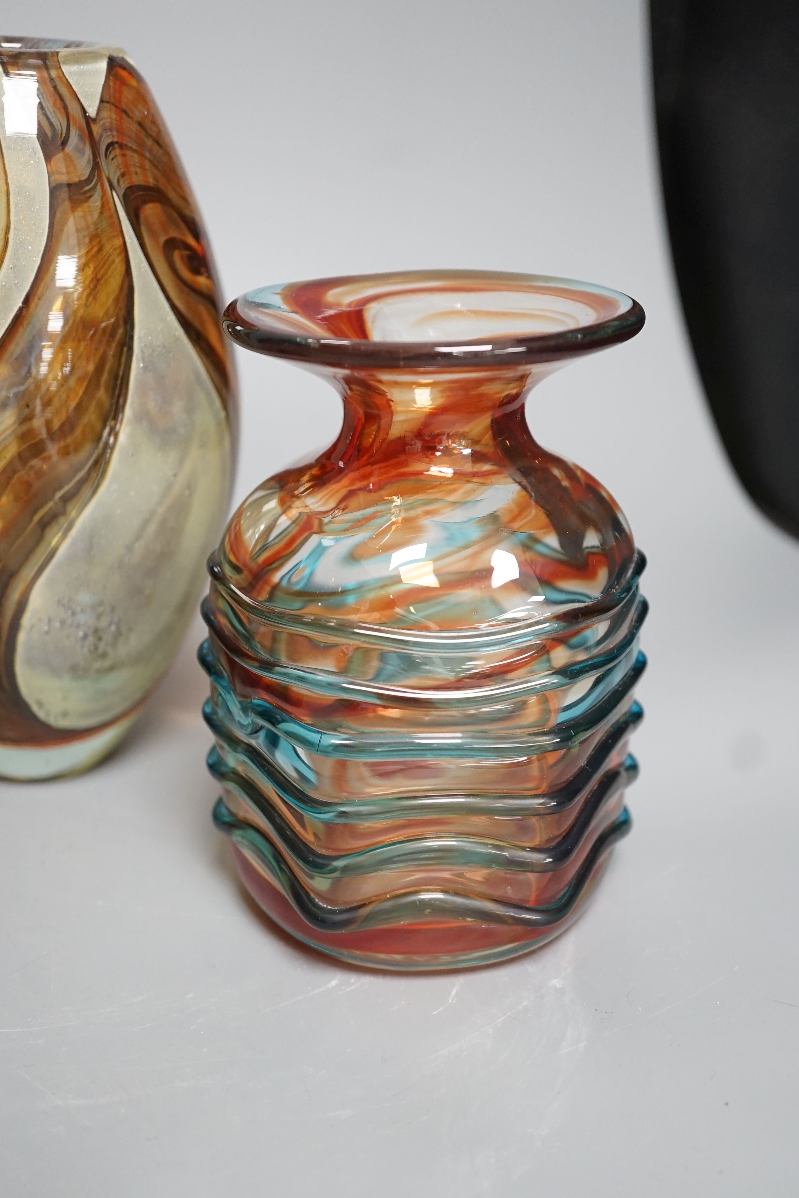 Five Medina art glass vases - tallest 20cm